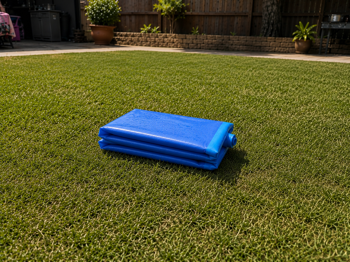 It folds flat. No green paddling-pool water on the patio